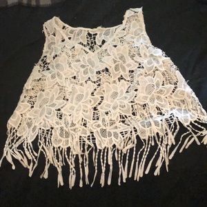 White lace crop top